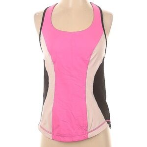 Lululemon Athletica Black and Pink Razorback Tank with Shelf Bra Sz 6